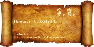 Hevesi Nikolett névjegykártya